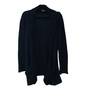 Wooden Ships Womens Cardigan Small Medium Black Mohair Knit Lightweight Cozycore